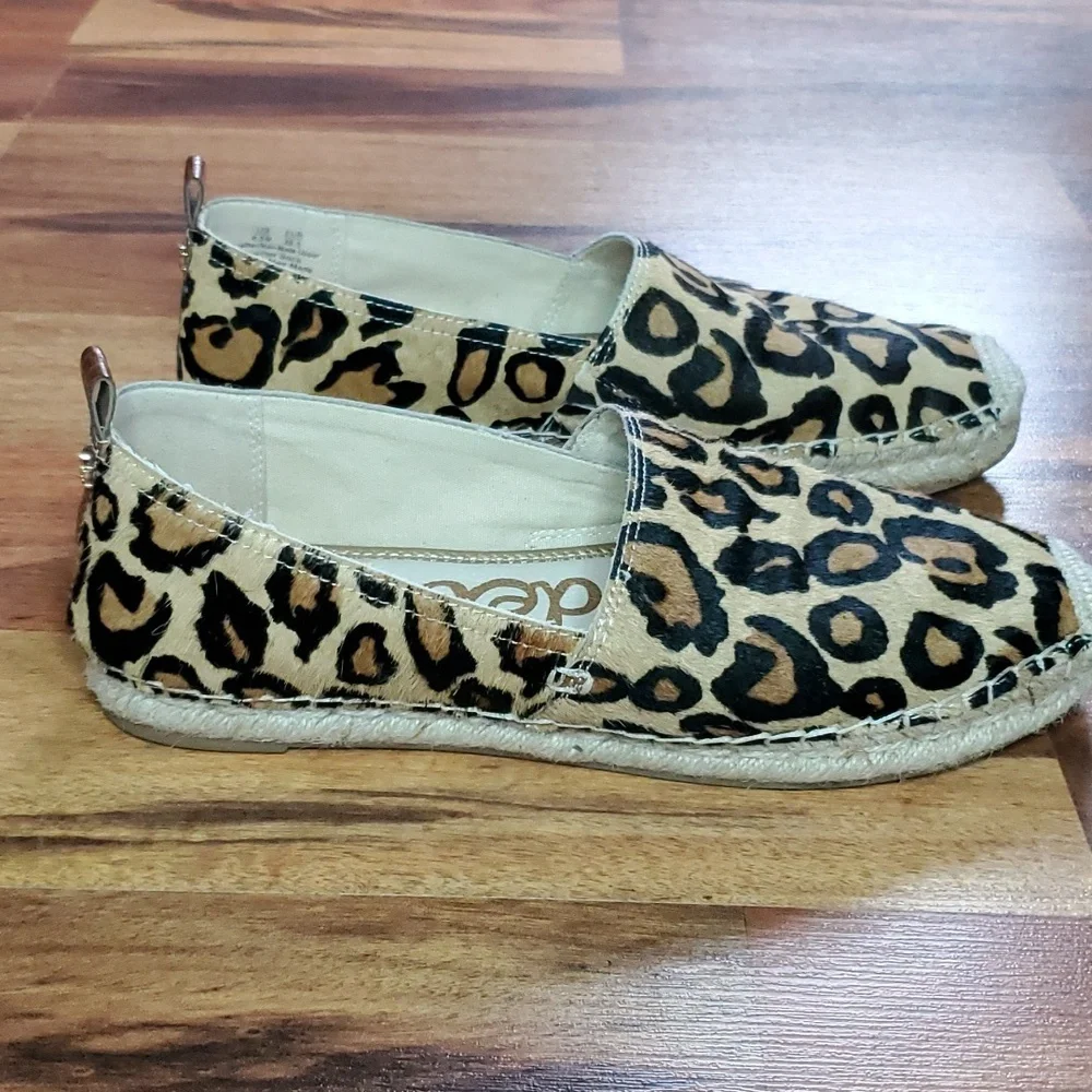 Sam Edelman Khloe Calf Hair Espadrille Leopard Print Leather 8.5